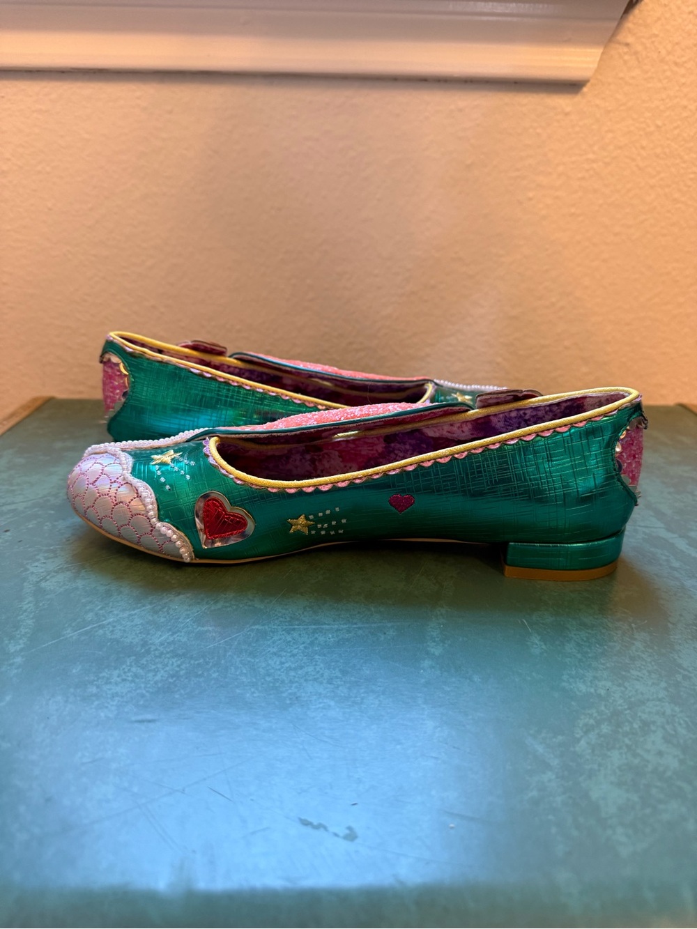 Irregular Choice Whimsical Rainbow Heart Embellished Women's Flats - Picture 5 of 8